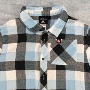 Airwalk Classics Blue Black and White Plaid Long Sleeve Button-Down Shirt